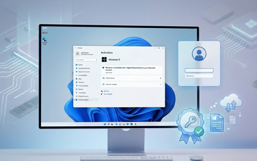 Link Microsoft account to digital license